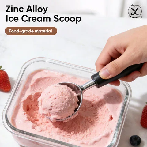 Anti-Freeze Zinc Sorbet Spoon (Black Handle)